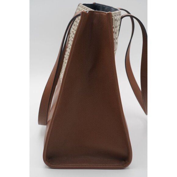 Tommy Hilfiger Allover Logo Tote Jacquard Handbag Brown 16.5" x 6.5" x 11.25" - Picture 6 of 9